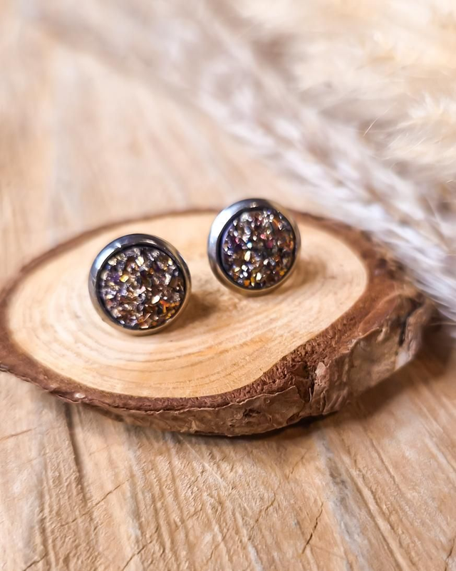 Boucles d'oreilles puces "Strass sablé"