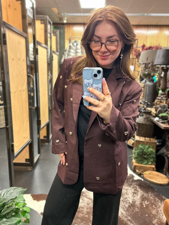 Blazer met hartjes studs bordeaux