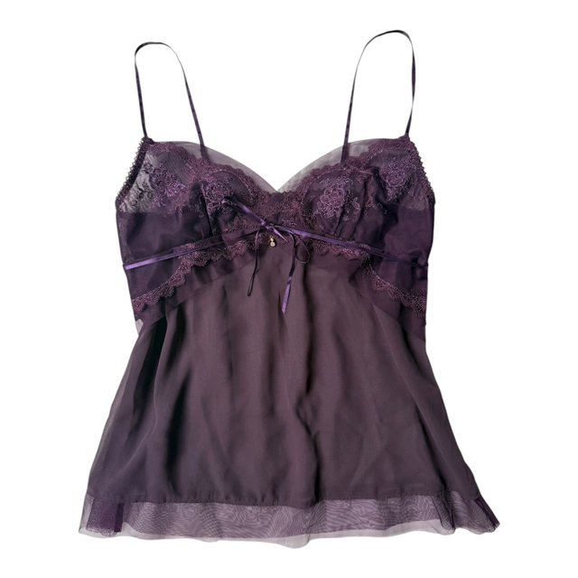 Japanese brand coquette purple princess embroidered cups cami 