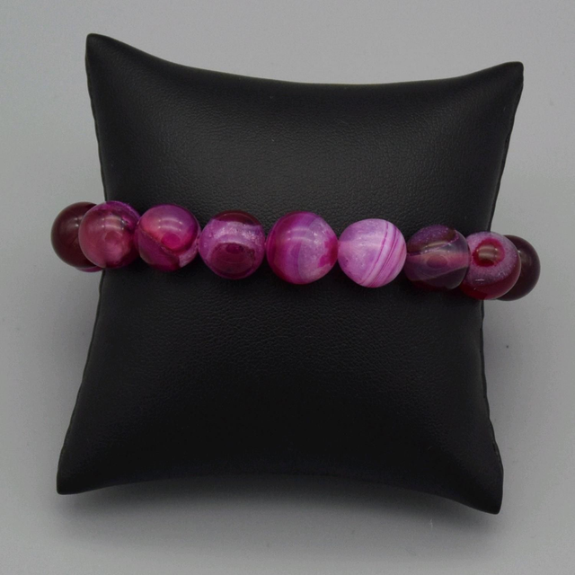 Bracelet en agate veinée rose véritable