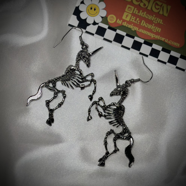 Unicorn Skeleton Earrings