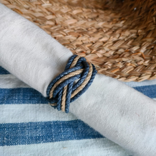 Ronde de serviette Bleu et blanc