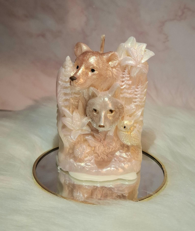 Bougie moulée ours loup chouette parfumée agrume