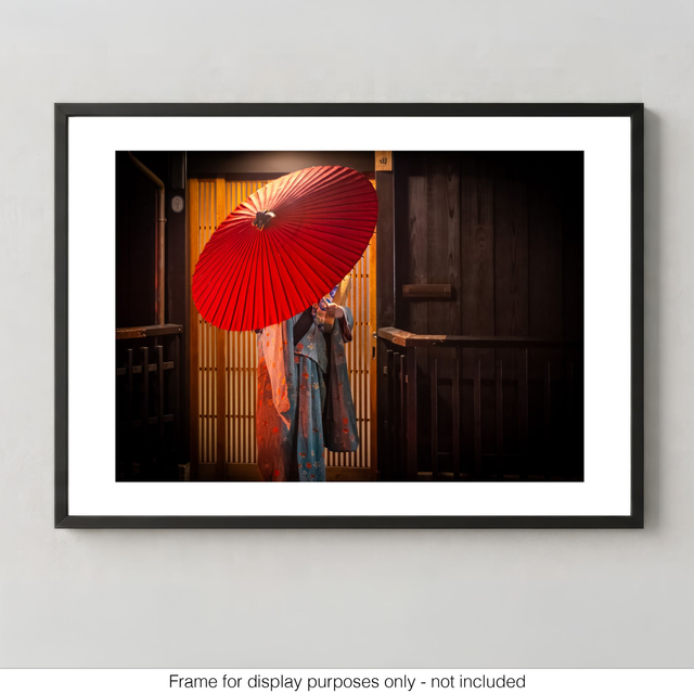 Concealed Grace: Geisha in Red