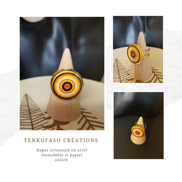 Bague en acier inoxydable et papier Quilling imperméabilisée