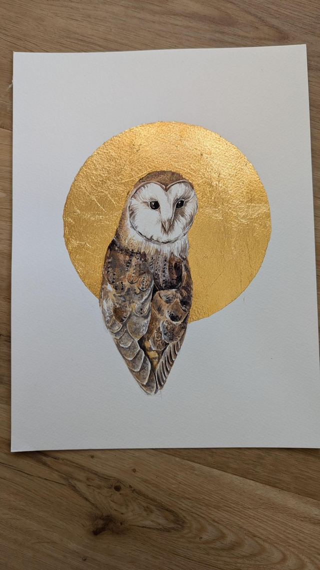 Chouette et lune d&#039;or 