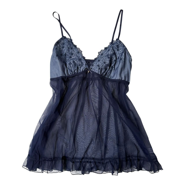 Japanese brand coquette navy blue embroidered cups cami  