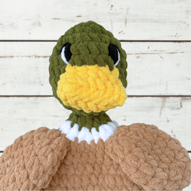 Crochet Snuggler Mallard Duck, ukca tested