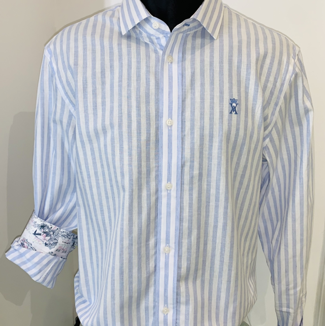 Chemise à rayures coton et lin Vicomte A