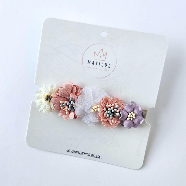 Cintillo Bebe - Rosa - Flor Morada