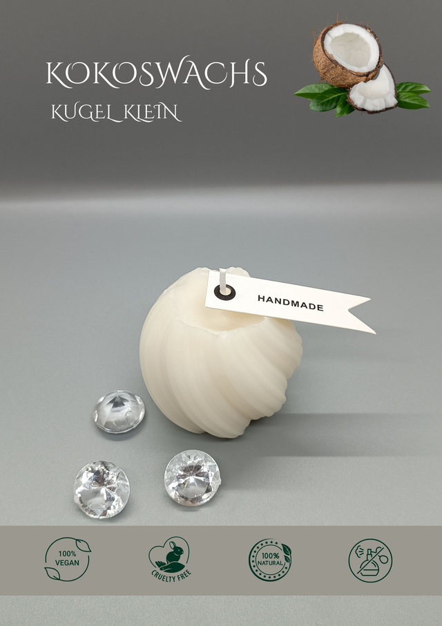 Kokoswachs Kerze Kugel klein