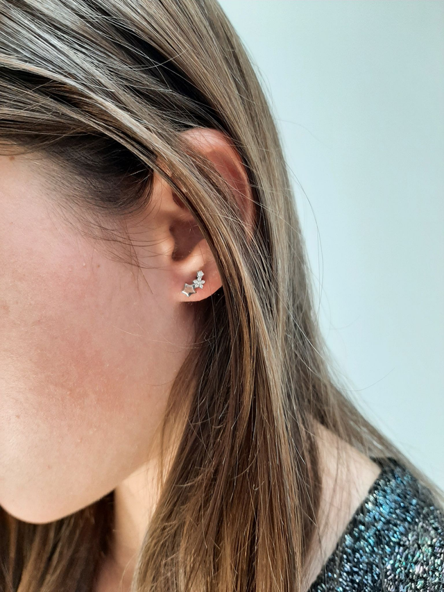 CZ Star and Flower Stud