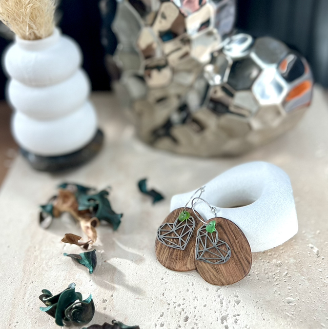 Boucles d'oreilles "Cœur Graphique" – Paldao &amp; Verre Marin