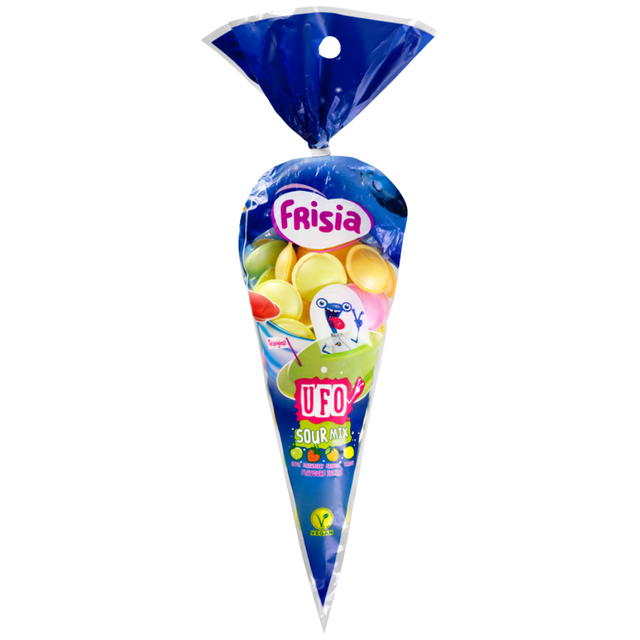 Frisia Sour Fruit Flavoured Flying Saucers Cone Bag