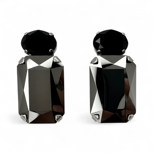 Ohrstecker BIG OCTAGON PLUS Black Beauty, Schwarz