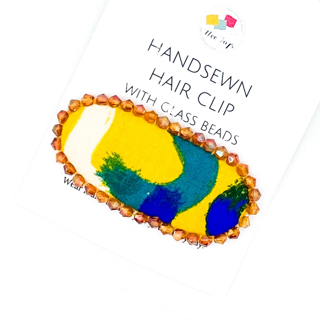 Hand-Sewn Statement Hair Clip - Yellow Brushwork