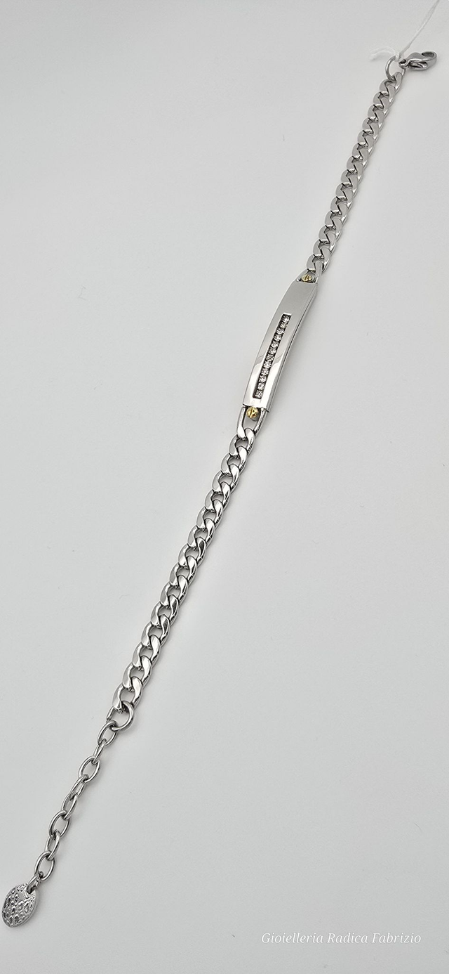 bracciale in acciaio e zirconi "aqua uomo"