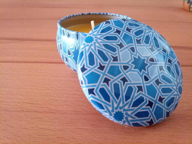 Kleine dekorative Blechdosenkerze, Design 6