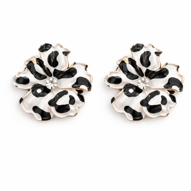 Pendientes acero dorado animal print b&amp;n