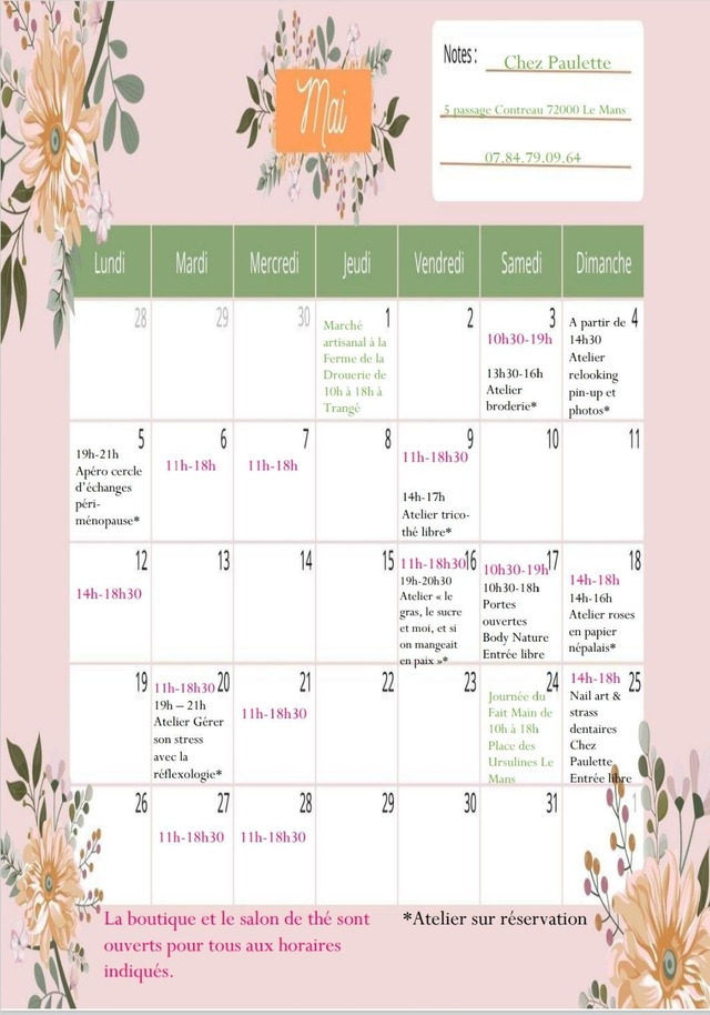 Planning de mai 2025