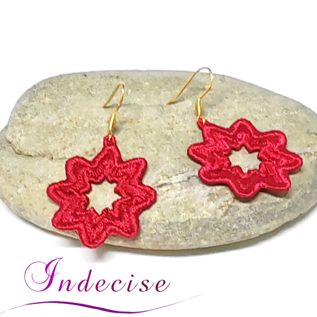 Boucles d'oreilles étoiles rouge vif - Créations issues de l'artisanat français par Indecise