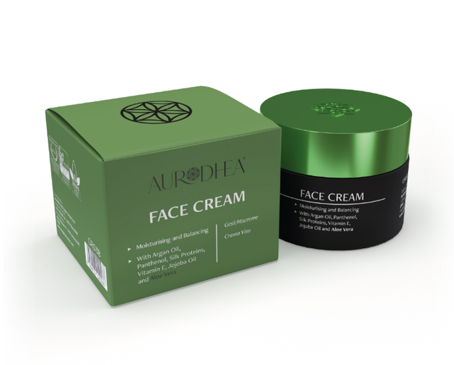 Crème de jour visage Aloe Vera - 50 ml - Enrichie en huile d’Argan, Panthénol, Protéines de Soie, huile de Jojoba et Vita