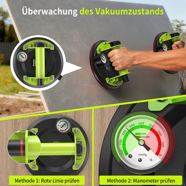 Taskstar Vakuum-Saugheber – 2er-Set, 20 cm mit Manometer
