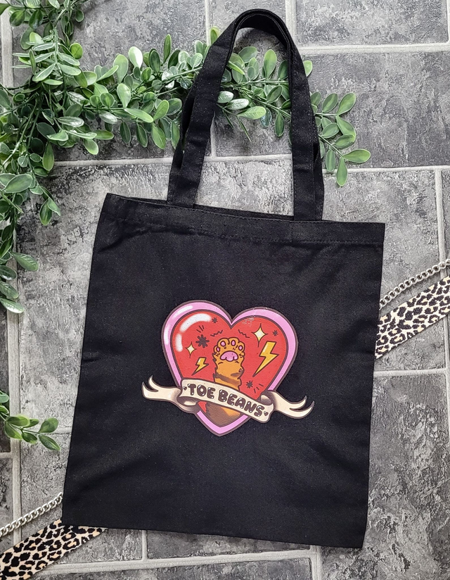 Toe Beans Black Tote Bag