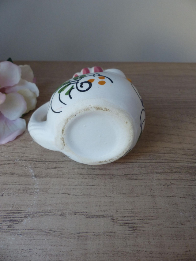 Petit Pot à Lait Vintage en Céramique - Crémier Coq Peint à la Main, Style Ferme et Campagne - Décoration Rétro pour Cuisine Champêtre