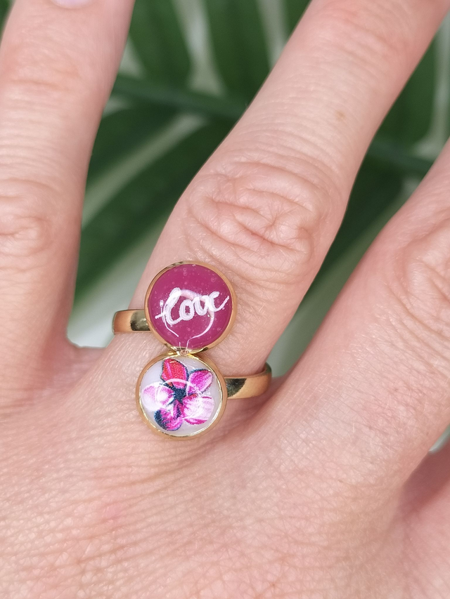 Bague &quot;love&quot; bordeaux