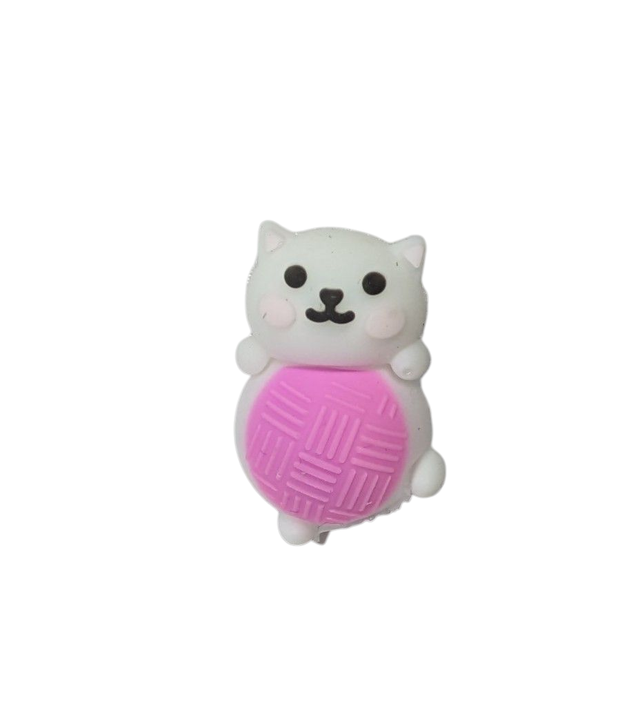 White cat - pink wool ball Topper
