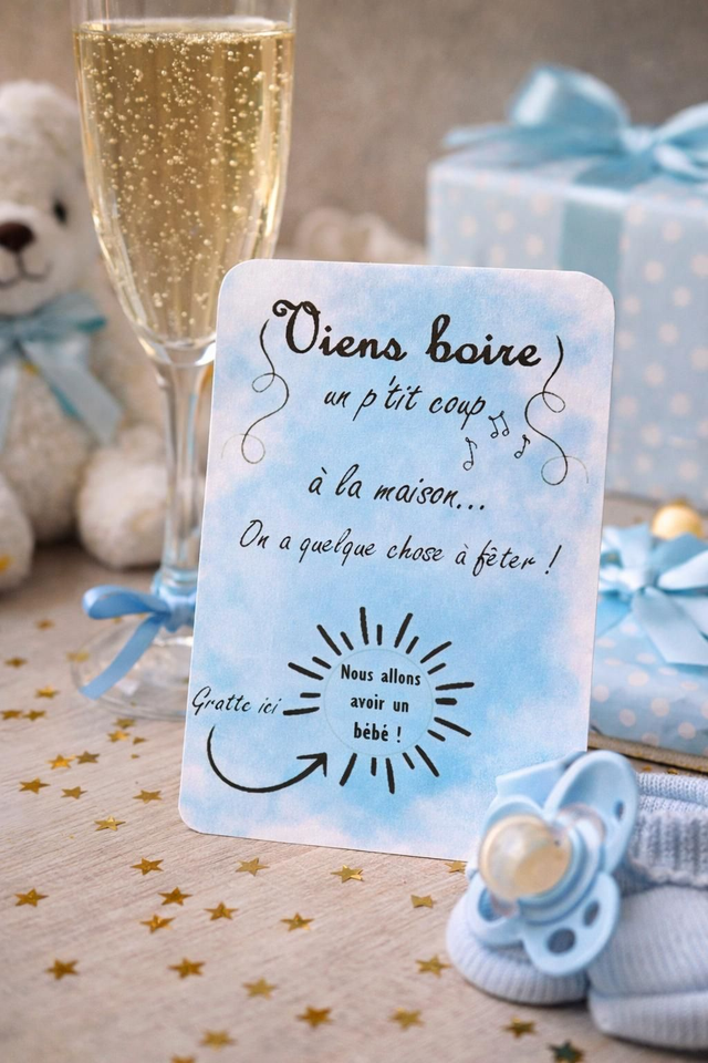 Lot de 2 cartes à gratter – annonce surprise grossesse