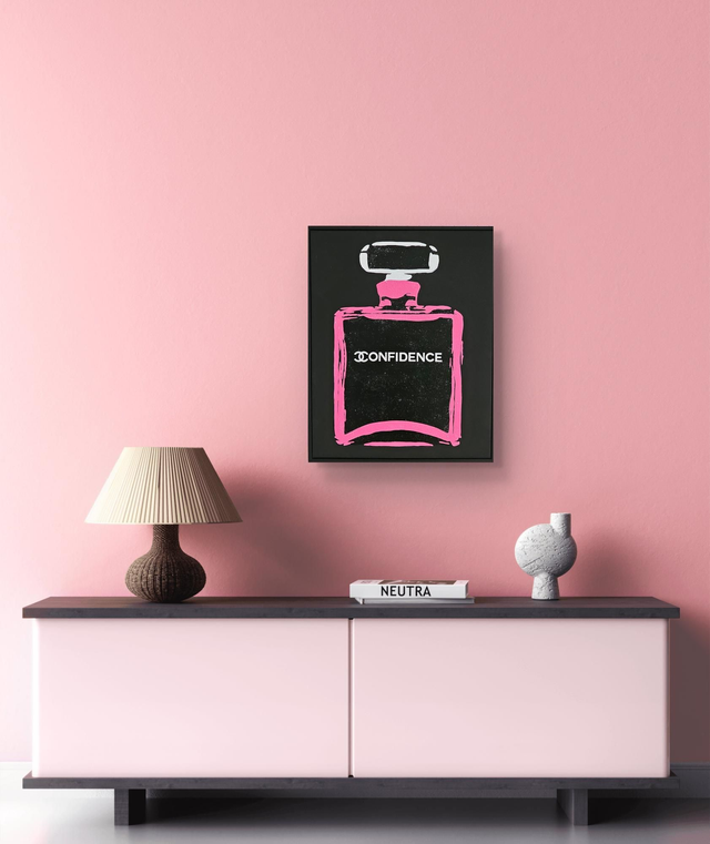 Confidence PINK paint on black