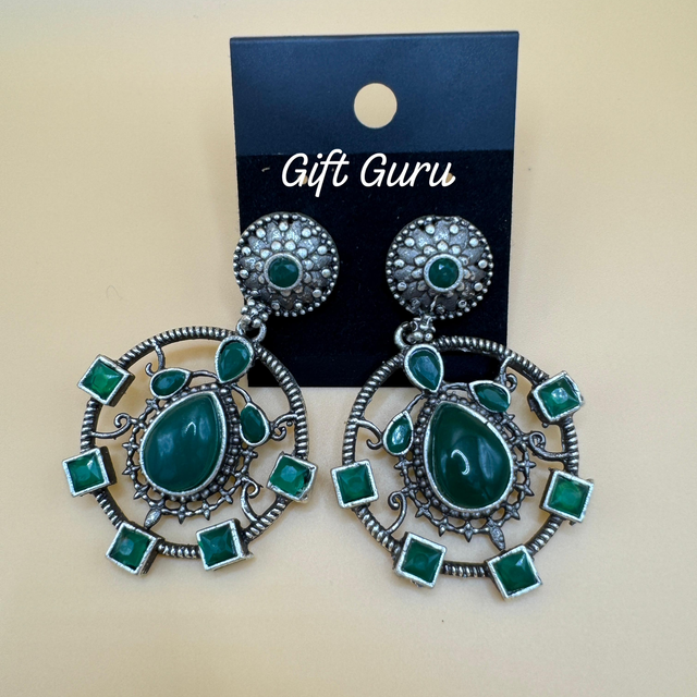 Oxidised Ear rings Green