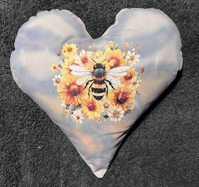 Hand tie dye cushion with bee