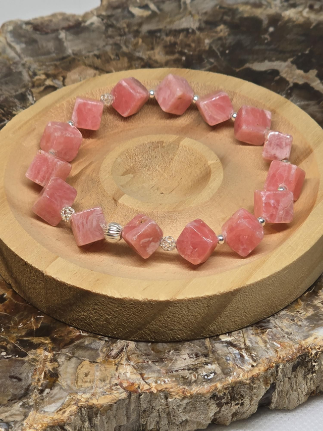 Bracelet Rhodochrosite carrée 1 cm