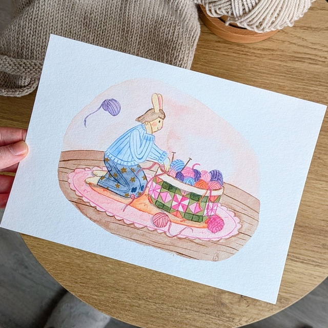 "La tricoteuse" (original aquarelle)