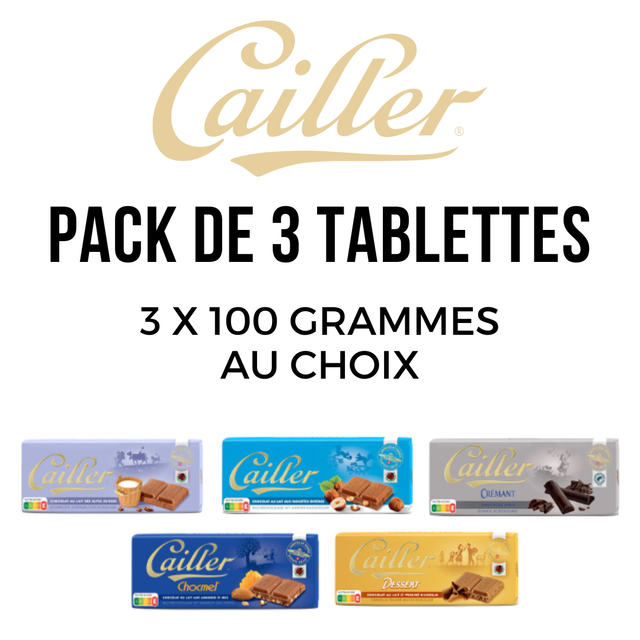 Pack de 3 tablettes au choix (3 x 100 g.)