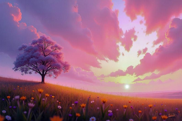 Tableau Crépuscule Pastel 🌅 | Prairie Sereine – Déco Murale Zen & Apaisante 🎨
