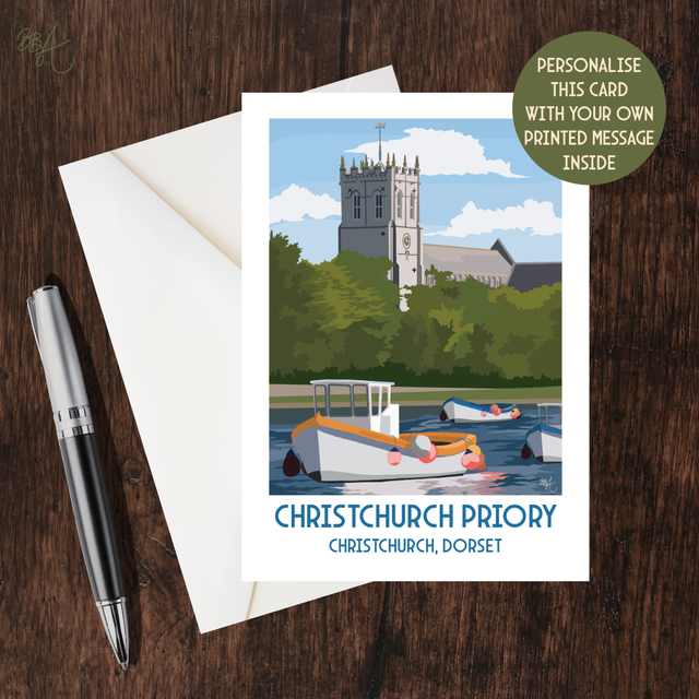 Christchurch Priory, Travel Poster Card