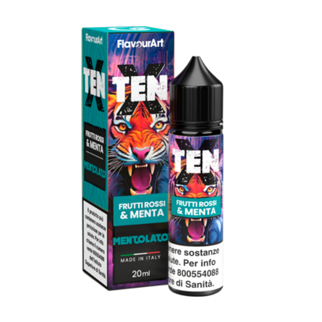FLAVOURART Ten X Frutti rossi &amp; Menta SHOT 20/60 20ml EAN8058611847257