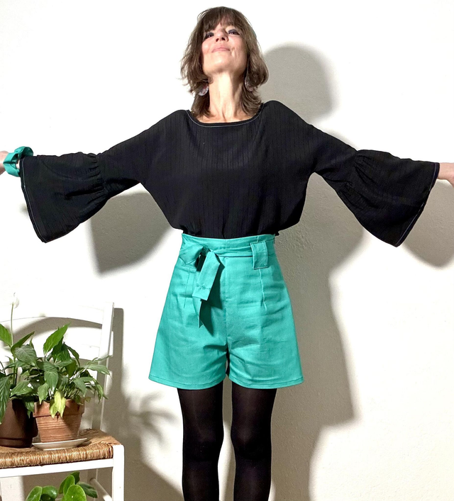 Top  Folk viscose uni noir