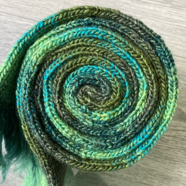 Hand-knit scarf - Shades of Green