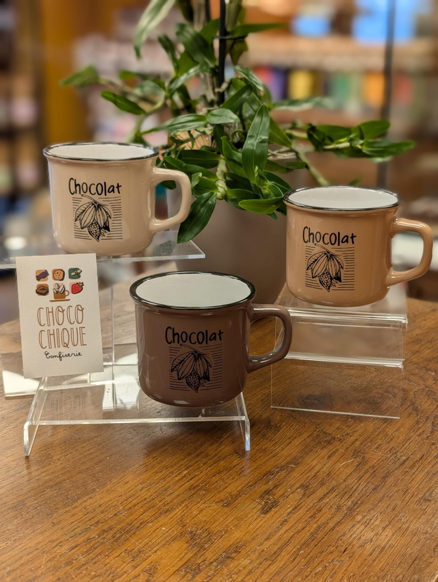 Petite tasse "Chocolat" 3 couleurs assorties 