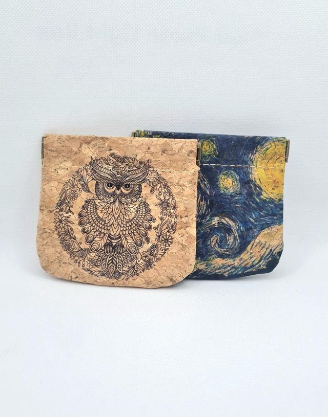 Porte-pièces arrondi en tissu de liège à pince taille M( à choix)