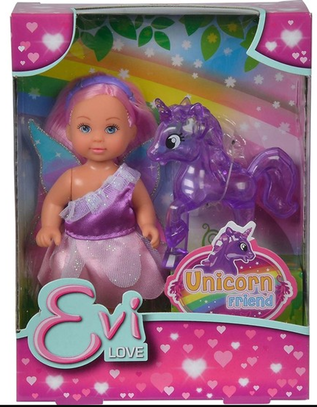 Evi Doll and Unicorn Friend Playset
