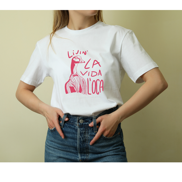 T-shirt stampata &quot;Livin&#039; la vida l&#039;oca&quot;