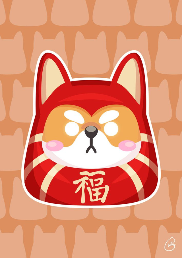 Poster A4 - shiba daruma