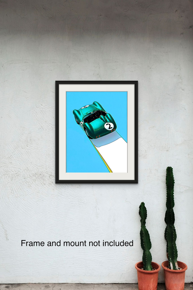 Aston Martin DBR1, Pop Art Print, Goodwood Festival of Speed, Stirling Moss, 1959 Tourist Trophy winning car, Digitally hand drawn art.