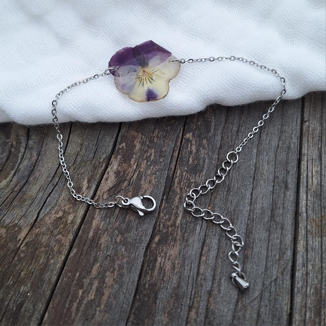 Bracelet petite Pensée • Viola cornuta • argenté 